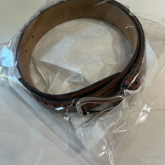 Cole Haan Brown Leather Belt with Classic Metal Buckle - Picture 15 of 16